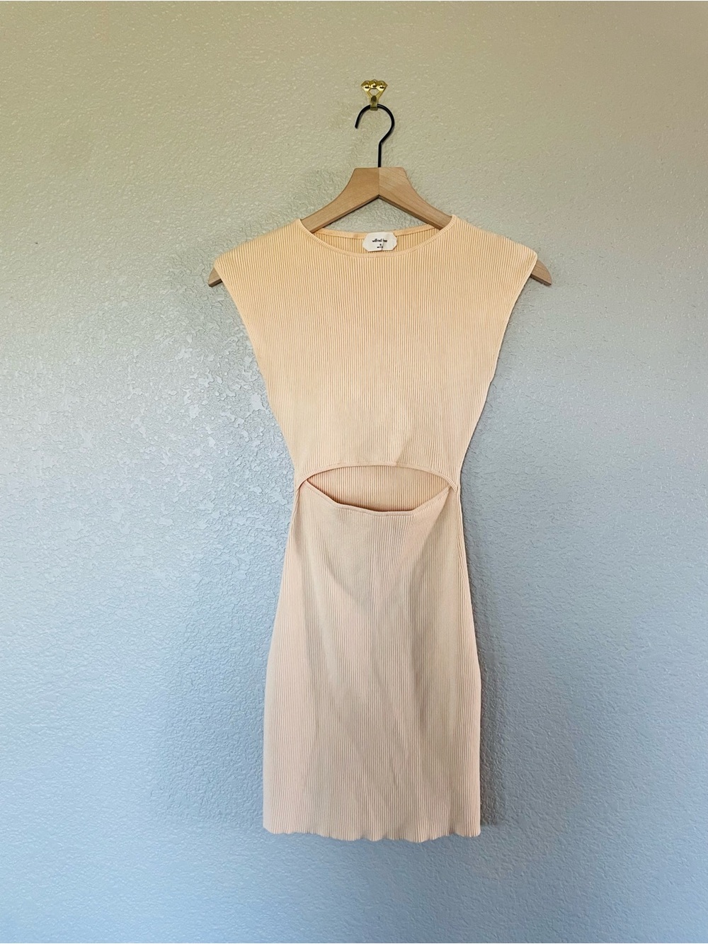 Wilfred Free Peach Ribbed Mini Dress